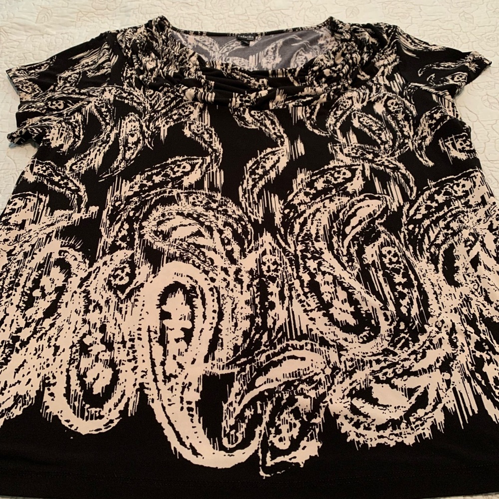 Rafaella Scoop Neck Short Sleeve Paisley Top Size 1X - Picture 9 of 11